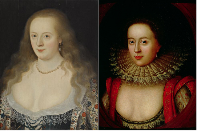 Frances Howard, Duchess of Richmond (1578-1639) and Frances Howard, Countess of Somerset (1590-1632) – Distant cousins and alike enough to be sisters.