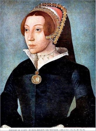 Hans Holbein the Younger, Portrait of Elizabeth Tudor, the future Elizabeth I, Private Collection, tempera and oil on oak panel, 52 x 42 cm.