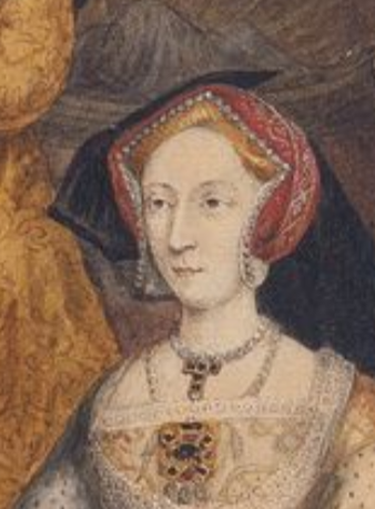 The Whitehall Mural 1737 (detail showing Jane Seymour). George Vertue after Hans Holbein the Younger. 1737 after original from 1537+ Royal Collection