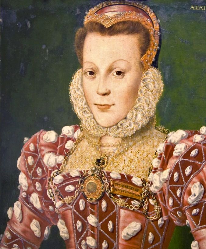 Mary Browne, Countess of Southampton. Painted at thirteen (1566) by Hans Eworth. This painting is at Welbeck Abbey.