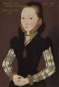 Mary Potter, née Tichborne b. 1541, 1565, by Master of the Countess of Warwick (sold by Philip Mould)