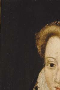 Follower of Cornelis Ketel Portrait of a lady, bust-length, in a jewel-encrusted doublet and lace ruff