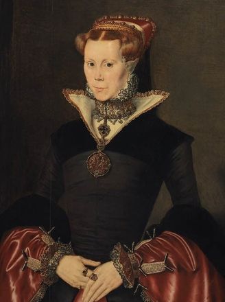 Katherine Brydges, Lady Dudley, his daughter? – The Fitzwilliam Portrait (detail)