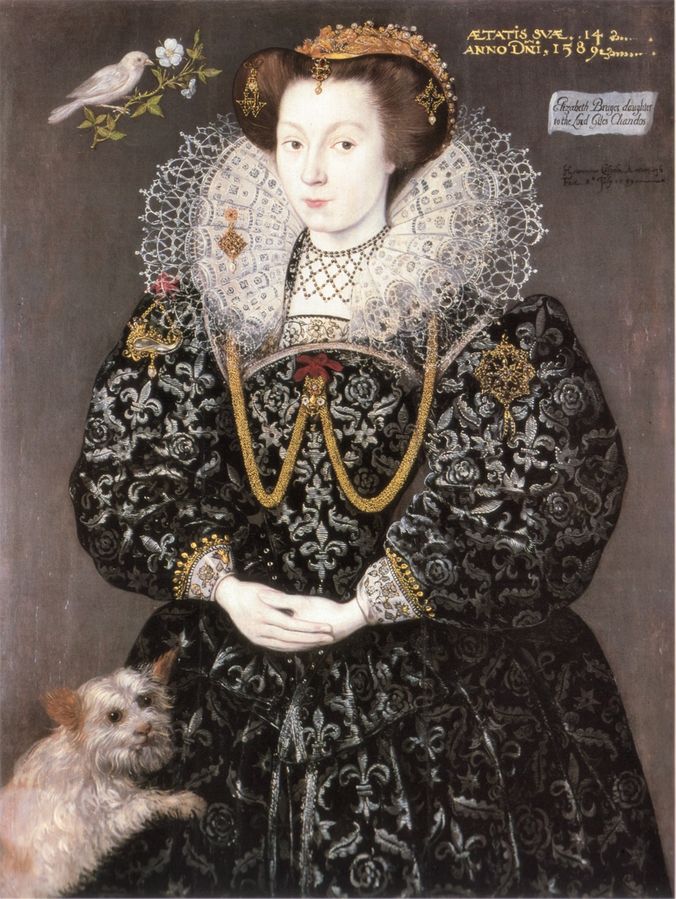 Signed and dated portrait of Elizabeth Brydges, aged 14, daughter of the 3rd Baron Chandos and maid of honour to Elizabeth I, 1589