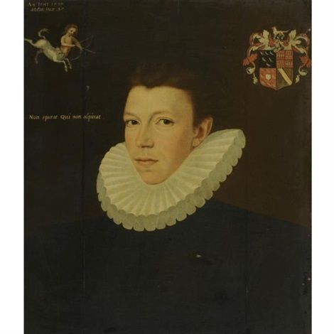 Thomas Arundell, 1st Baron Arundell of Wardour (1560-1639), 1580, by George Gower – The son of Margaret Willoughby and the grandson of Anne Grey