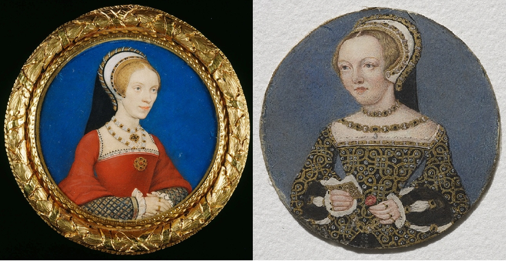 The miniatures of Lady Elizabeth Grey and Lady Mary Howard side by side