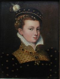 Portrait of a lady of the court of the Habsburgs Flemish and German School of the XVI th century  Oil on wood. Inscription at the top: A / CONT. SVARZEMBVRG