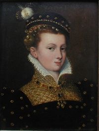 Portrait of a lady of the court of the Habsburgs Flemish and German School of the XVI th century  Oil on wood. Inscription at the top: A / CONT. SVARZEMBVRG