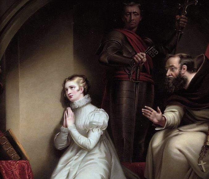 Fecknam's interview with Lady Jane Grey in the Tower by Henry Pierce Bone after James Northcote