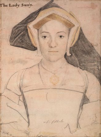 Frances de Vere, Countess of Surrey in a gable hood from c.1532-3 with one fall pinned up