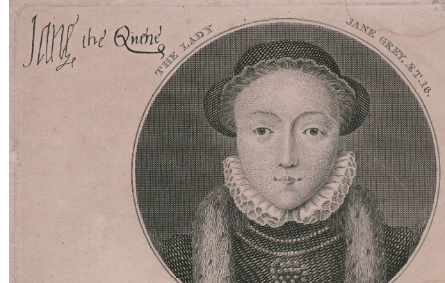 Lady Jane Grey by James Basire, after George Vertue, stipple engraving (1748)