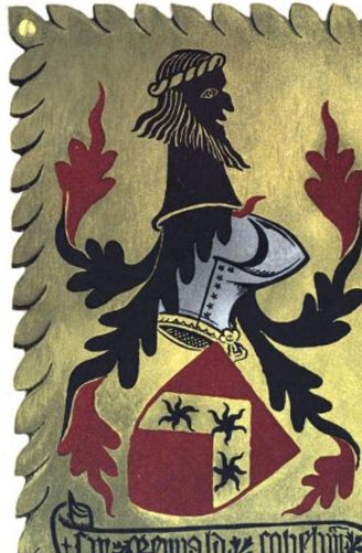 Stall Plate of Sir Reynold Cobham, Knight – A Soldan's Head with a Gold Wreath