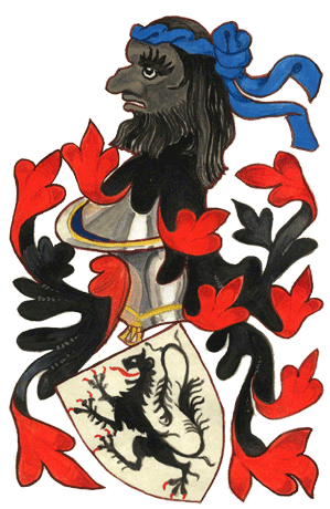Sir Miles Stapleton – lllustration by P. Page After the Garter Stall Plate – A Soldan's Head Sable a Torse Azure About the Brow