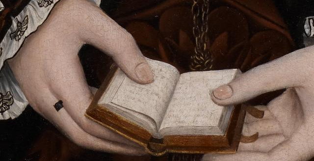 The Rotherwas Portrait (detail showing the large, bold floral motif)